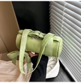Light green Boston pillow bag with wide shoulder strap and metal buckle detail - Green