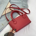 Red lychee pattern leather bucket bag with silver hardware and adjustable strap - Red (No Pendant)