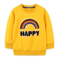 Felpa gialla per bambini con girocollo, applicazione arcobaleno e ricamo HAPPY - 6Y / Giallo Brillante