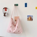 Grand sac cabas rose en nylon avec imprimé Future et bandoulière décontractée - Rose