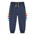 Pantalones deportivos para niños en azul marino con detalles de dinosaurio coloridos - Azul Marino (3049)