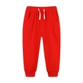Kids red jogger pants with white drawstring and ribbed cuffs in soft cotton knit - Red Style (3071) / 6Y (120cm)