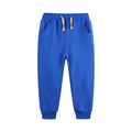 Blue kids joggers featuring bright yellow drawstring and ribbed cuffs on white background - Royal Blue Style (3130) / 6Y (120cm)