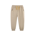 Pantalon de jogging kaki pour enfants avec taille élastique et cordon jaune - 2Y(90cm) / Khaki (3204)