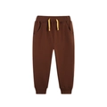 Pantalon de jogging marron pour enfants avec cordon jaune et poignets élastiques - 2Y(90cm) / Brun Foncé (3203)