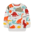 Sweat-shirt crème à manches longues pour enfants avec imprimés dinosaures colorés - 3Y(100cm) / Blanc Cassé