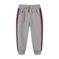 Grijze kinder joggingbroek met geel trekkoord en rood blauwe zijstrepen - 6 jaar (120cm) / Gemêleerd Grijs (3056)