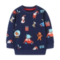 Sweat-shirt bleu marine pour enfant avec motifs de Noël et inscription Merry Xmas - 6 ans (120cm) / Imprimé de Noël Bleu Foncé