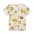 Crème kinder-T-shirt met all-over dinosaurus- en bouwvoertuigprintpatroon - 6 jaar (120cm) / Ivoor (5209)