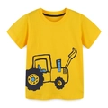 Gelbes Baumwoll-T-Shirt für Jungen mit Bagger-Cartoon-Print und klassischem Rundhals - 7Y (125cm) / Gelb (Baustellen-Druck)