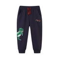 Dunkelblaue Baumwoll-Jogginghose für Jungen mit Dinosaurier-Stickerei und ROAR-Schriftzug - 2Y(90cm) / Marineblau(3076)