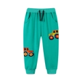 Pantaloni sportivi verde menta per bambini con ricami di trattori da cantiere - 2Y(90cm) / Verde Brillante (3082)
