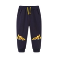 Boys navy joggers with yellow drawstring and cute excavator patches for kids - Navy Blue (3075) / 2Y(90cm)
