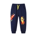 Boys navy blue sweatpants with rocket embroidery and yellow drawstring for autumn wear - 2Y(90cm) / Navy Blue (3080)