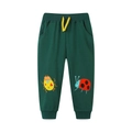 Pantaloni sportivi verde scuro per bambini con vita elastica e ricami di insetti - 2Y(90cm) / verde scuro