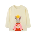Maglietta bambini a maniche lunghe crema con stampa coniglio festivo e piccoli dettagli - 2Y(90cm) / Beige