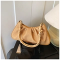 Sac à main en paille plissé beige chic avec poignées en corde et texture tissée - Marron