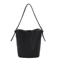 Bolso tipo cubo negro con textura de lichi para mujer con correa de hombro ajustable - Negro