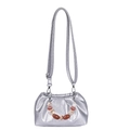 Secchiello plissettato argento metallizzato con manico in perle effetto marmo - Argento (Con Ciondolo)