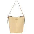 Bolso cubo de moda amarillo crema en cuero con patrón de lichi y correa única - Amarillo