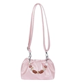 Borsa a secchiello plissettata rosa con manico in perle e tracolla argento - Rosa (Con Ciondolo)