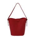 Bolso cubo rojo chic en cuero granulado con cierre magnético y correa de bandolera - Rojo