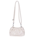 Chic off-white pleated bucket bag in premium faux leather with adjustable shoulder strap - White Without Pendant