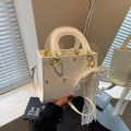 Sac à main blanc pour femme avec broderie marguerite et nœud en dentelle perlée - Blanc (avec Pendentif)