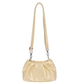 Chic cream yellow ruched bucket bag in soft faux leather with silver metal hooks - Yellow Without Pendant