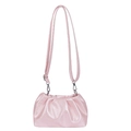 Pink pleated cloud bucket bag with pearlescent finish and metallic silver hardware - Pink Without Pendant