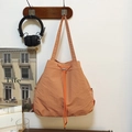 Sac à dos à cordon rose abricot décontracté en nylon pour les voyages quotidiens - Orange