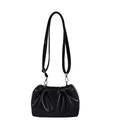 Black ruched cloud bag in glossy faux leather with detachable crossbody strap - Black without Pendant