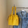 Sac cabas jaune gingembre à cordon en nylon avec poches avant et bandoulière - Jaune