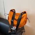 Grand sac besace décontracté en nylon orange avec bandoulière réglable noire - Orange