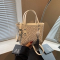 Mini retro embroidery bucket bag in cream white with floral patterns and grey tassels - Off-white
