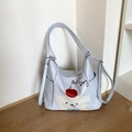 Sac fourre-tout bleu clair avec ours de dessin animé et imprimé Ap Dog en similicuir - Bleu