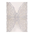 Elegante invito di nozze intagliato al laser glitter argento con motivo floreale traforato - Argento Glitter
