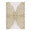 Partecipazione di nozze oro champagne tagliata al laser con fiocco ed effetto glitter - Oro Chiaro Glitter