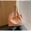 Sac fourre-tout rose en toile texturée à pois avec fermoir magnétique pour un usage quotidien - Rose