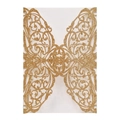 Elegante copertina per invito nuziale glitter oro con motivi floreali tagliati al laser - Giallo Oro Scintillante