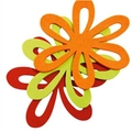 Floral felt heat insulation pads in red, orange, and green colors for home table protection - Three-Color Set (20CM) / 20cm