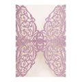 Pink glitter laser cut wedding invitation card with elegant floral lace and hollow design - Glitter Lavender