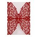 Detailed laser cut red hollow wedding invitation with glitter finish and butterfly design - Glitter Red