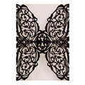 Elegant black laser-cut wedding invitation cover with gold glitter and butterfly floral pattern - Glitter Black
