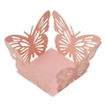 Scatola per caramelle a farfalla tagliata al laser in carta perlata per nozze e feste - Rosa