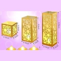 Set de faroles dorados con calado solar y velas LED en tres alturas distintas - Tamaños Grande Mediano Y Pequeño (Fireball)