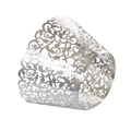 Contours de cupcake argentés découpés au laser avec motifs de vignes pour mariages - Argent Miroir