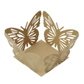 Golden laser cut butterfly cupcake wrapper and treat box base for wedding party decor - Beige Gold