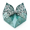 Close-up of laser-cut rose hollow decorative lace for weddings and parties - Mirror Indigo