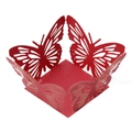 Detailed laser-cut hollow butterfly design on red wedding candy gift box - Pearlescent Red